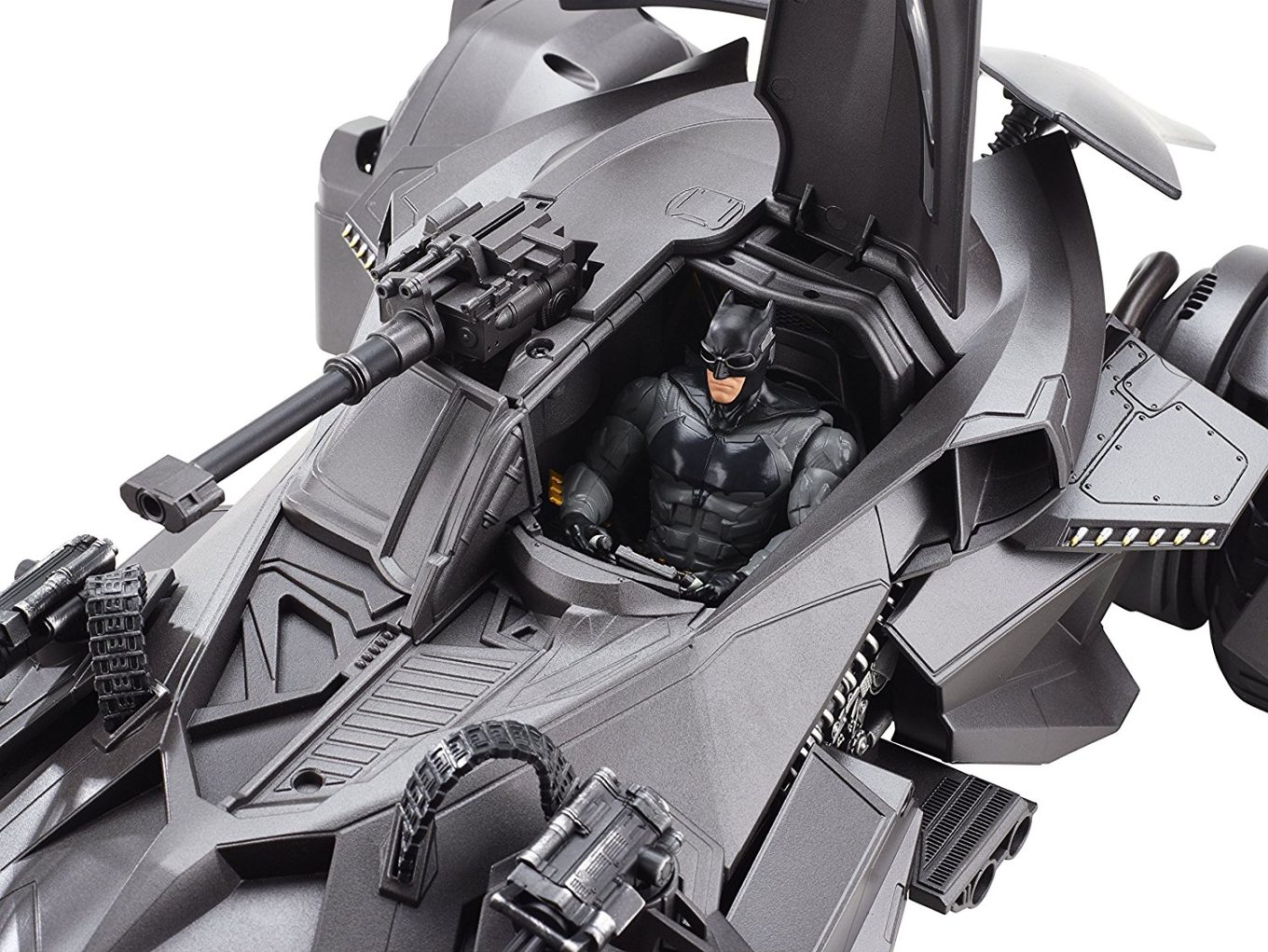 Mattel Remote Control Batmobile closeup. Batman Figure Riding in Batmobile from the Justice League movies