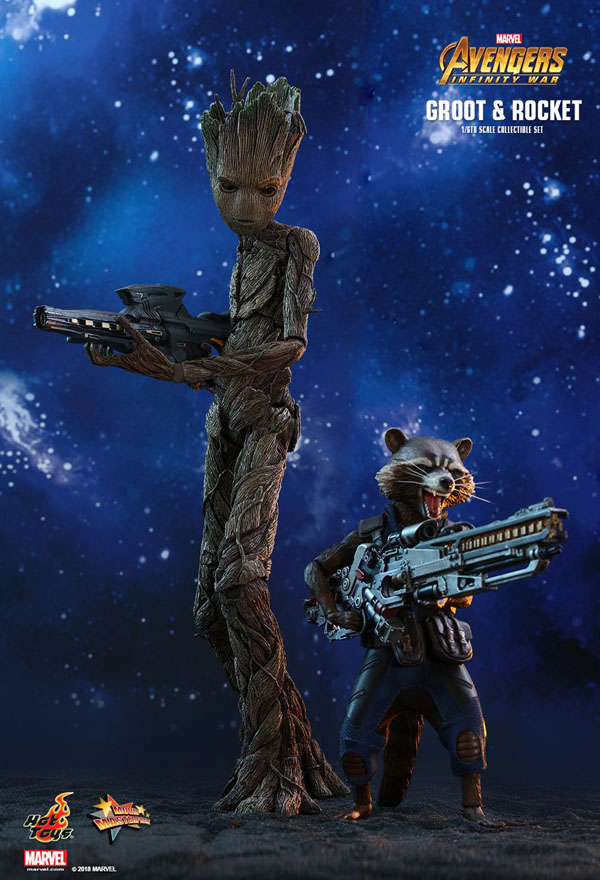 Rocket Racoon and Groot Infinity War Hot Toys 1/6 Scale Figure
