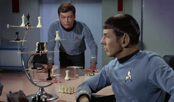 spok playing tri dimentional chess in Star Trek TOS