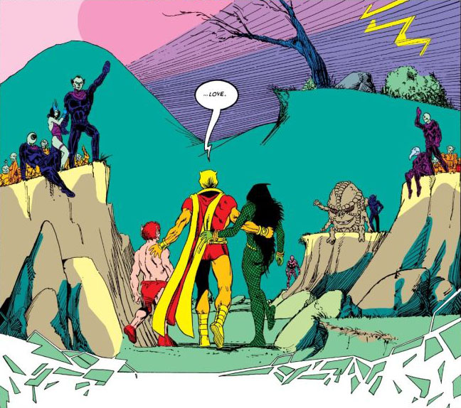 Gamora enters the Soul World with Pip the Troll and Adam Warlock