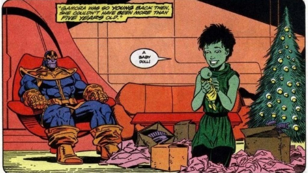 Young Gamora and Thanos at Christmas