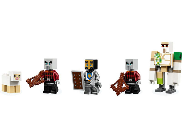 LEGO Minecraft minifigures - characters – Pillagers and an Iron Golem