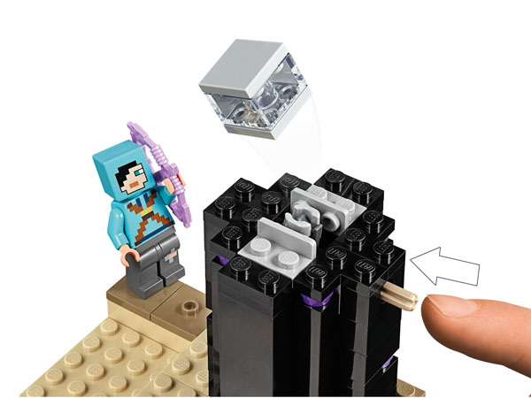 Minecraft Lego with obsidian pillar and an end crystal with pop-up functionality