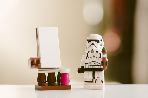 Star Wars Stormtrooper Lego minifigure painting a kids canvas