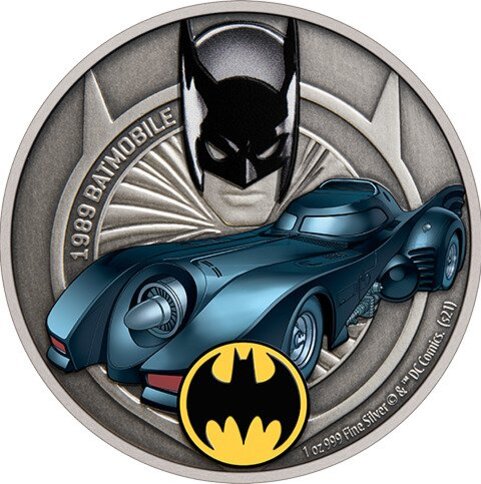 1989 Batmobile 1oz Silver Coin by New Zealand Mint