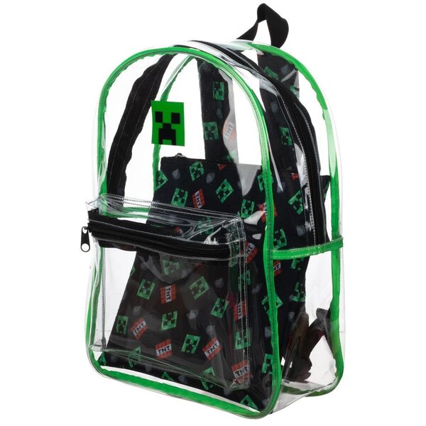 Minecraft Creeper Clear Backpack with Removable Pouch 