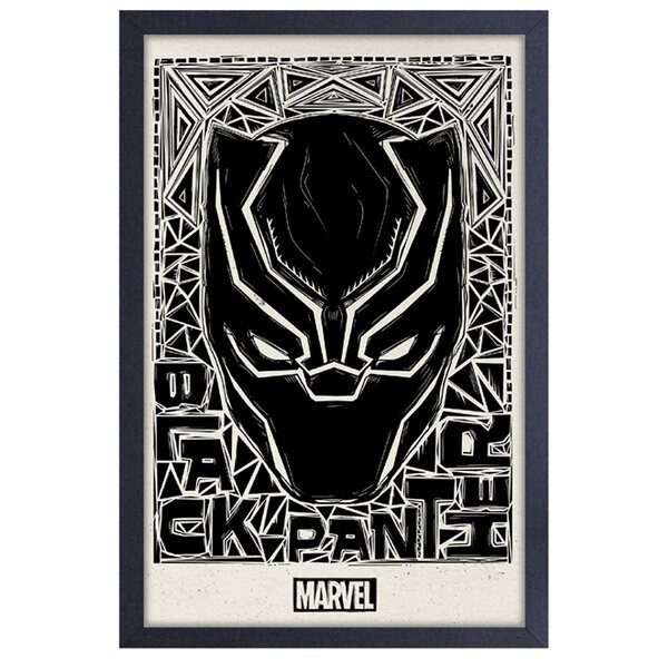 Black Panther Linocut Framed Art Print
