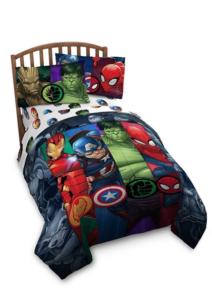 Kids Avengers Bed Set - Comforter / duvet / quilt cover with sheet and pillow case cover.