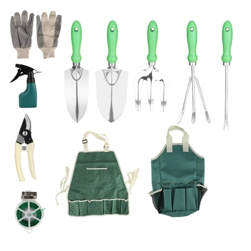 Garden Tools Set with Gardening Tote Bag Gardening Tool Kit Organizer Shovels Trowel Hand Rake Gloves Garden Sprayer