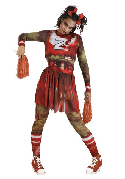 Women's Zombie Cheerleader Costume - Scary Halloween Costumes For Couples